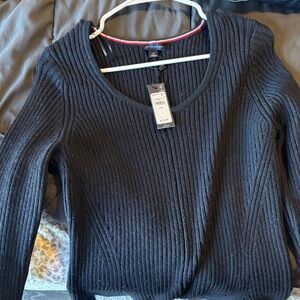 Tommy Hilfiger Black Ribbed Scoop-Neck Sweater dress